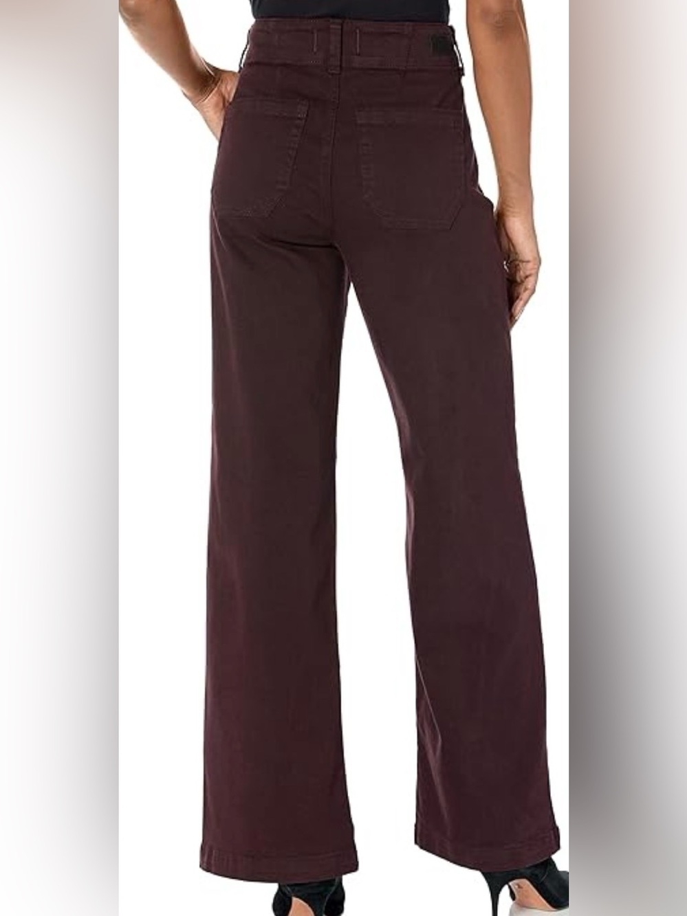 Paige Brooklyn Wide Leg High Rise Pants Black Cherry Burgundy Size 32 - Picture 4 of 10